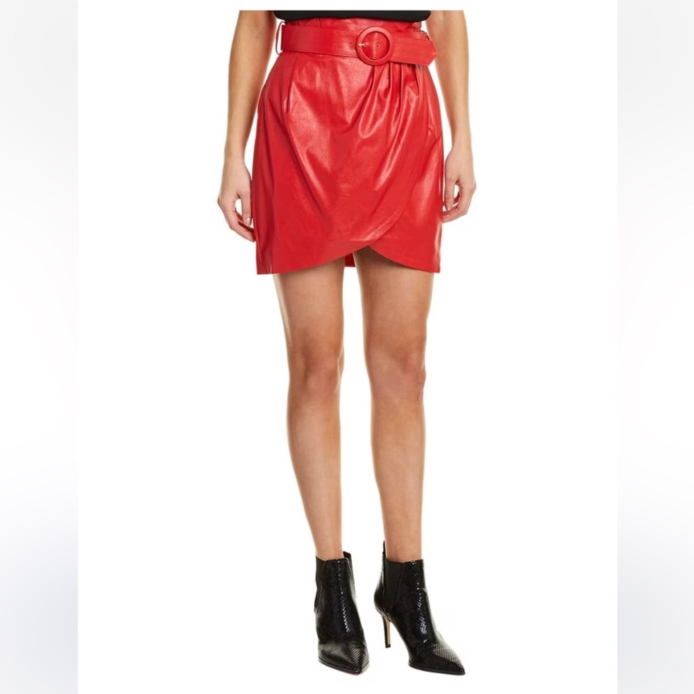 Ronny kobo Angela red faux leather skirt